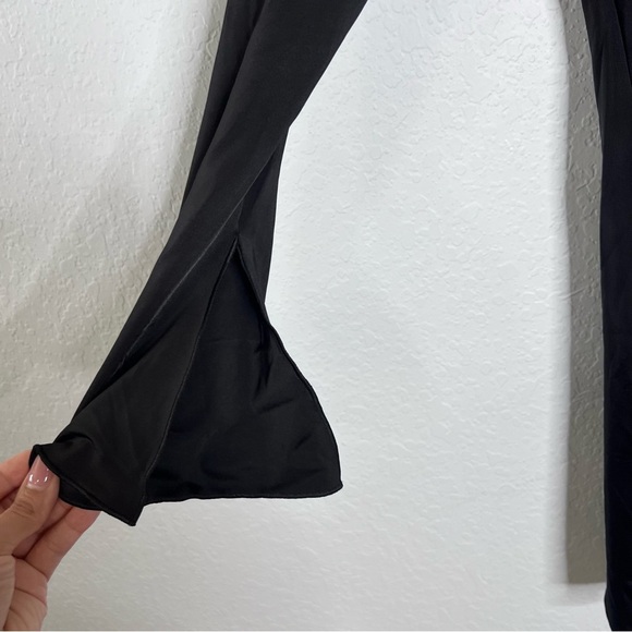 Oh Polly Dress Women’s 2 Rea Long Sleeve Asymmetric Mini black Ruched B27 - Picture 6 of 11